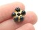 10 14mm Black and Gold 5 Petal Flower Plastic Flat Coin Beads